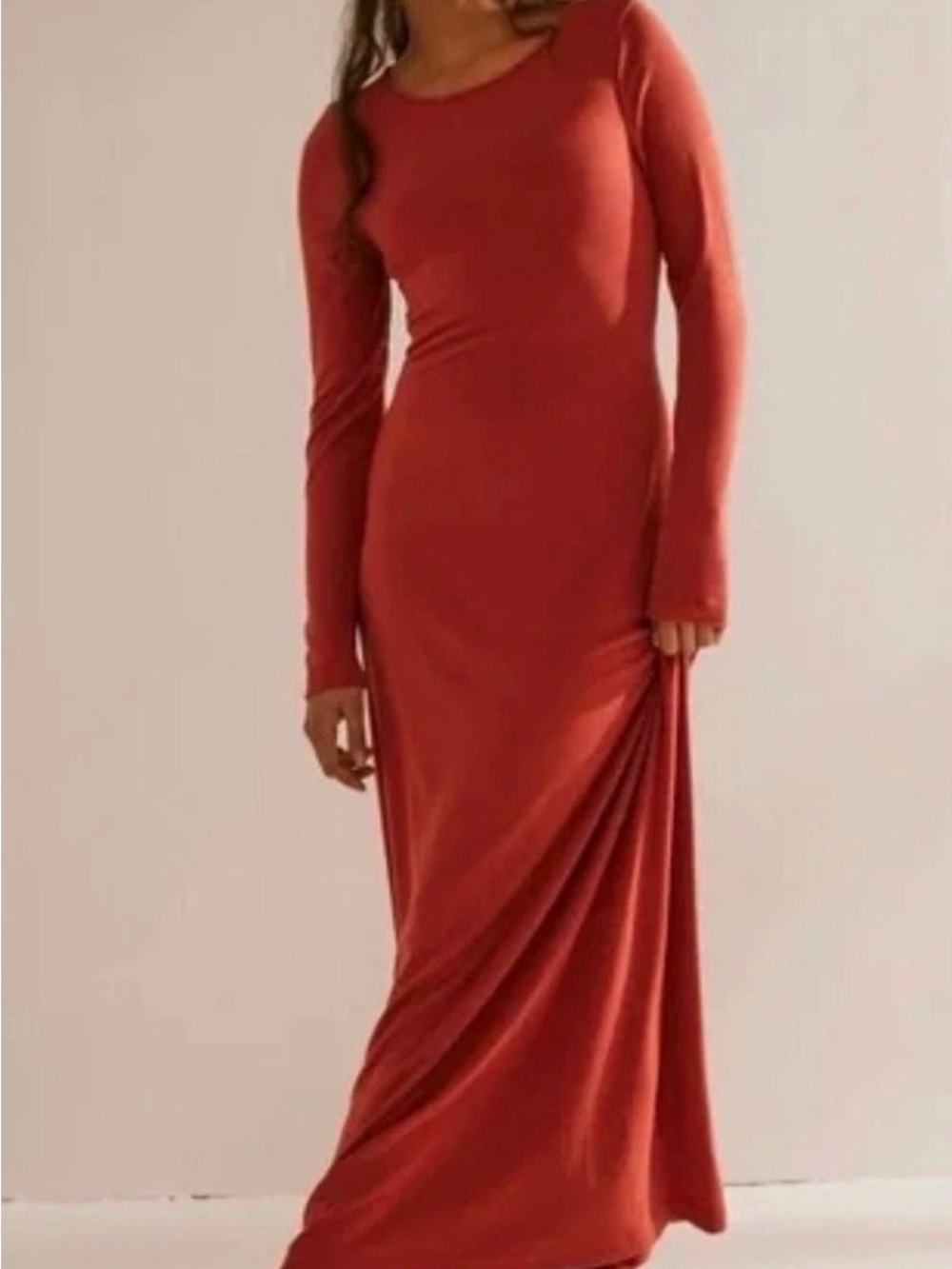 FREE‎ PEOPLE FP Beach Aubre Open-Back Essential Maxi Dress S Chili Oil New 55